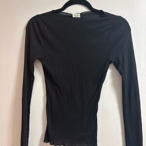 Abercrombie & Fitch Black Ribbed Long Sleeve Top